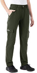 Rdruko Women's Outdoor Quick Dry Hiking Pants Lightweight Waterproof with Zipper Pockets Green Small