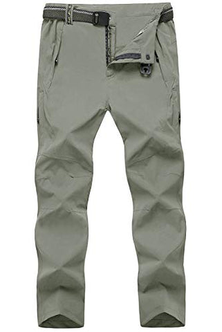 TBMPOY Men's Outdoor Lightweight Windproof Belted Quick-Dry Hiking Pants(03thin Light Grey,us XXL)