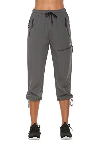 Women's Hiking Capri Lightweight Quick Dry Cargo Pants for Travel Outdoor  UPF 50 Water Resistant with Zip Pockets