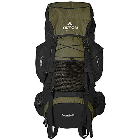 TETON Sports Scout 3400 Internal Frame Backpack; High-Performance for, Hiking, Camping; Hunter Green (121)