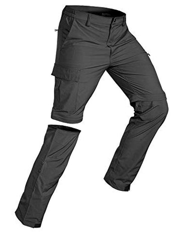 Wespornow Men's-Convertible-Hiking-Pants Quick Dry Lightweight Zip Off Breathable Cargo - Hiking (Dark Grey, Large)