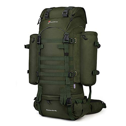 Mardingtop 65+10L Molle Hiking Internal Frame Backpacks with Rain Cover Army Green-65+10L