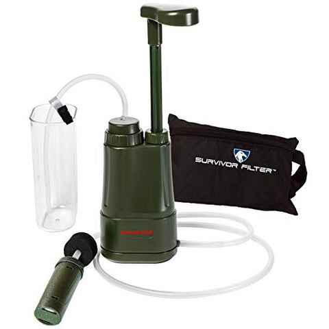 Survivor Filter PRO - Water Filter - Camping, Hiking, Emergency 2 Cleanable 100,000L Membranes + Carbon Filter, Family Prep