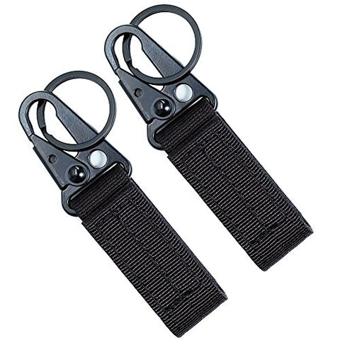 Fairwin Tactical Gear Clip, Nylon Tactical Belt Keepers Utility Hanger Carabiner Tactical Molle Hook, Black, Tan, Green