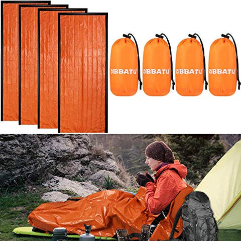 DIBBATU Emergency Survival Sleeping Bag, Thermal Bivy Sack, Waterproof Lightweight, Mylar Sack - Camping Hiking Outdoor (orange-004)