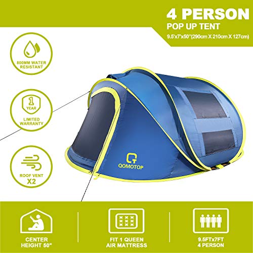 pop up tent aliexpress OT QOMOTOP 4 Person 10 Sec. Pop up Tent, Rainproof, 2 doors, Family Ca –  Gear Garb Go