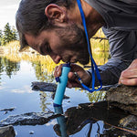 Membrane Solutions Water Filtration Straw - Survival Gear - Hiking, Camping, Travel, and Emergency, Blue, 4 pack