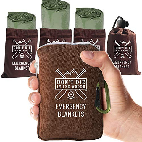 World's Toughest Emergency Blankets | 4 Pack Extra Large Thermal Mylar Blanket - Hiking, First Aid Kits, Outdoor Survival | Green