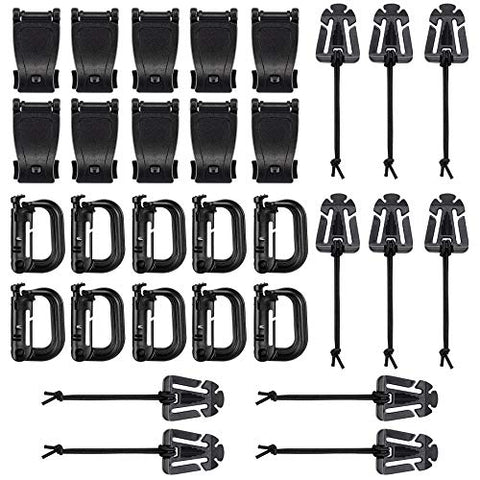 BOOSTEADY Kit of 30 Attachments for Molle Bag Tactical Backpack Vest Belt,D-Ring Grimlock  etc