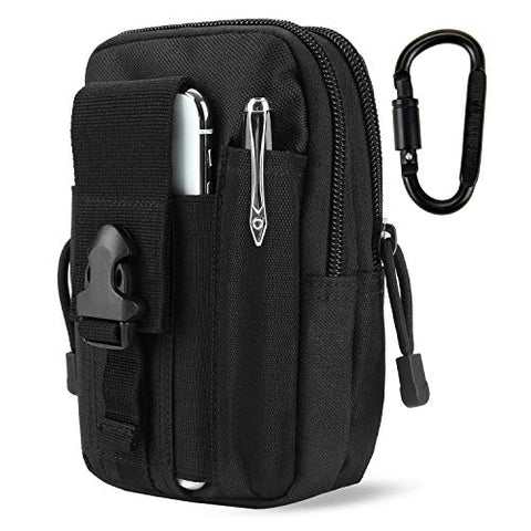 DOUN Tactical Belt Bag EDC Molle Belt Carrying Case for iPhone 8 plus Galaxy Note 9 S9 Or Less than 6.2 inches Smartphone - Black