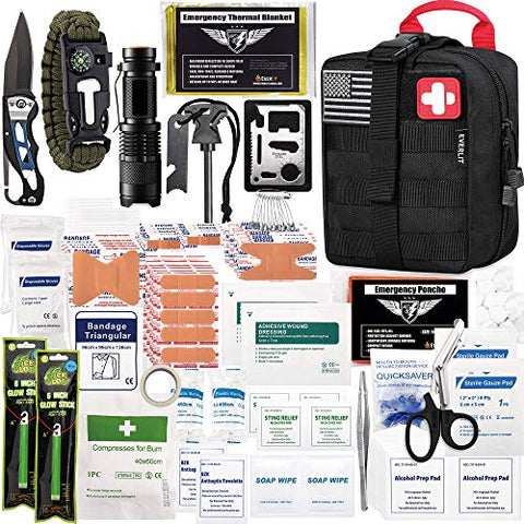 EVERLIT 250 Pieces Survival First Aid IFAK Molle System Compatible Outdoor Emergency Kits Trauma Bag - Camping Hiking